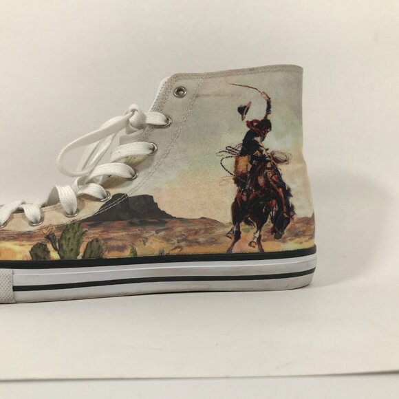 Rodeo Cowboy Scenic Canvas High Top Lace-Up Shoes M/W US 9/10 UK 8/8 EU 42/41 - Picture 10 of 16